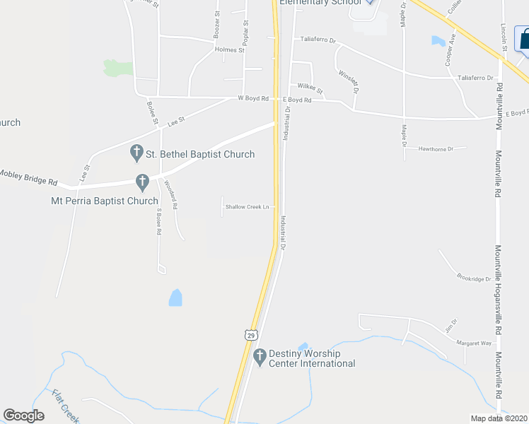 map of restaurants, bars, coffee shops, grocery stores, and more near 102 Shallow Creek Lane in Hogansville