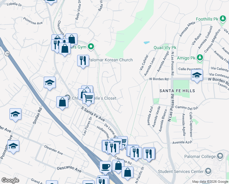 map of restaurants, bars, coffee shops, grocery stores, and more near 938 Hydra Court in San Marcos