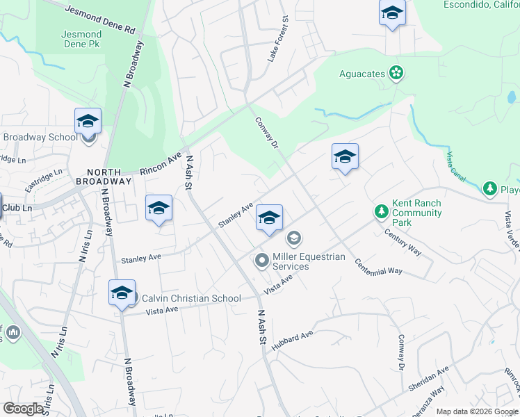 map of restaurants, bars, coffee shops, grocery stores, and more near 2052 Meadow Vista Place in Escondido