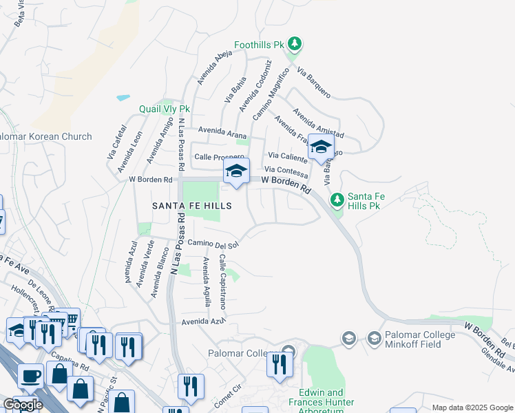 map of restaurants, bars, coffee shops, grocery stores, and more near 676 Bird Court in San Marcos