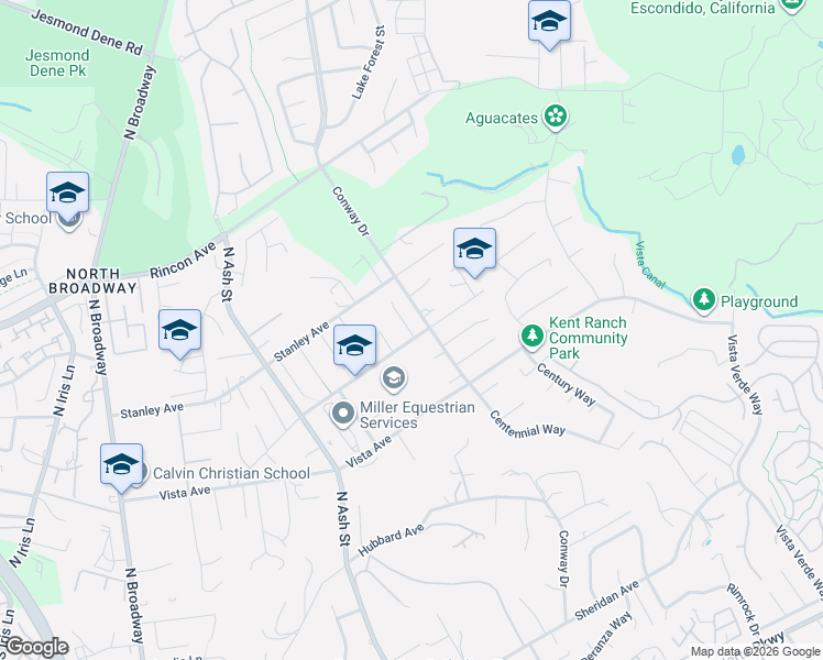 map of restaurants, bars, coffee shops, grocery stores, and more near 2030 Wagon Wheel Court in Escondido