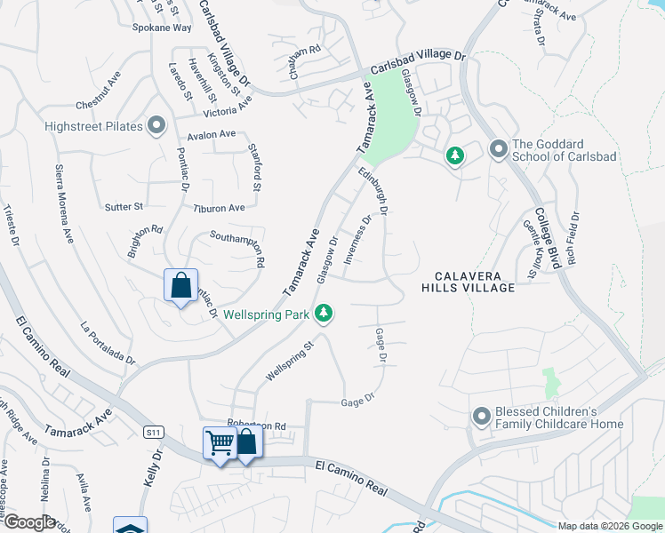 map of restaurants, bars, coffee shops, grocery stores, and more near 4734 Gateshead Road in Carlsbad