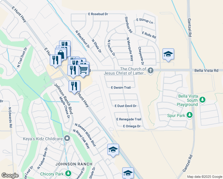 map of restaurants, bars, coffee shops, grocery stores, and more near 918 East Desert Moon Trail in Queen Creek