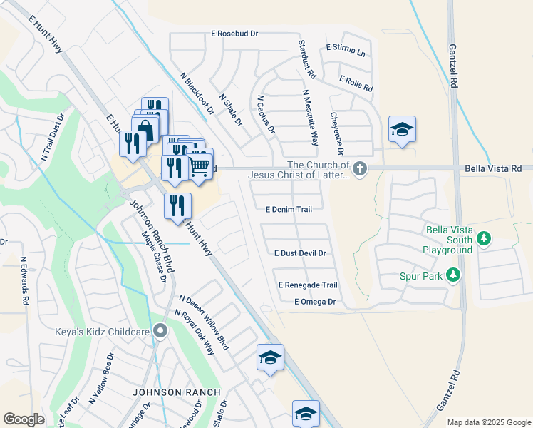 map of restaurants, bars, coffee shops, grocery stores, and more near 918 East Desert Moon Trail in Queen Creek