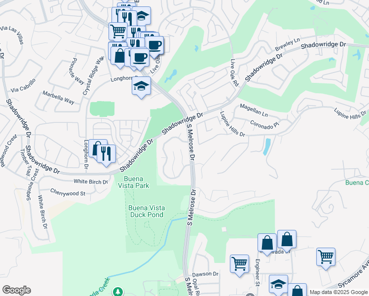 map of restaurants, bars, coffee shops, grocery stores, and more near 1746 Country Squire in Vista