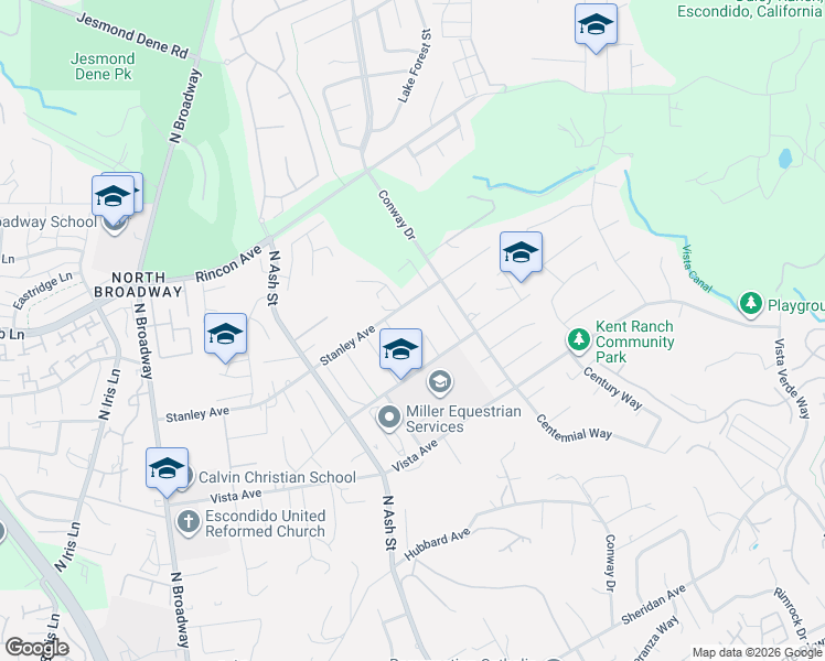 map of restaurants, bars, coffee shops, grocery stores, and more near 2052 Meadow Vista Place in Escondido