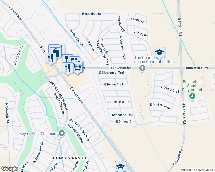 map of restaurants, bars, coffee shops, grocery stores, and more near 918 East Desert Moon Trail in Queen Creek
