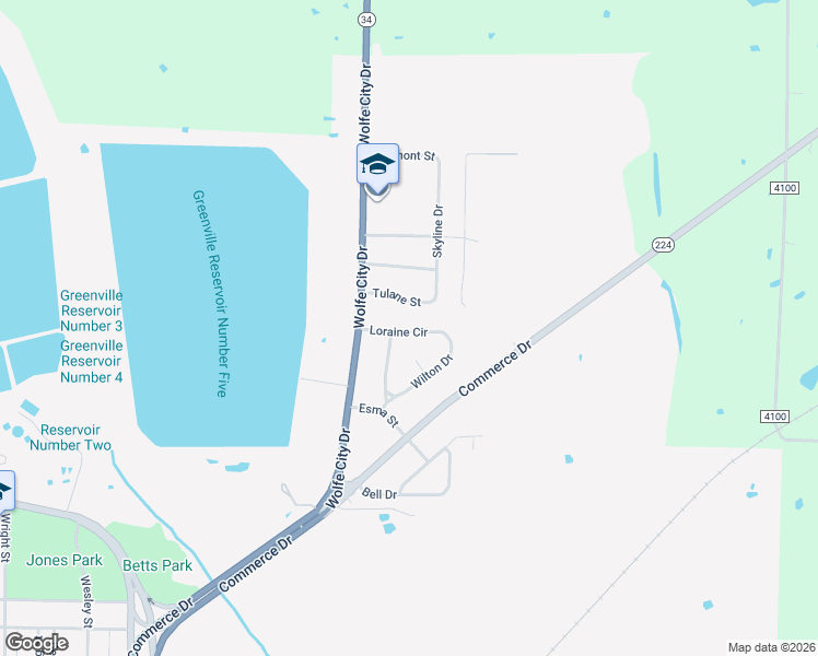 map of restaurants, bars, coffee shops, grocery stores, and more near 522 Loraine Circle in Greenville