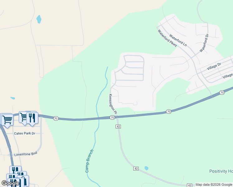 map of restaurants, bars, coffee shops, grocery stores, and more near 100 Kensington Manor Drive in Calera