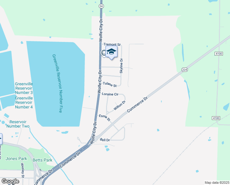 map of restaurants, bars, coffee shops, grocery stores, and more near 526 Loraine Circle in Greenville