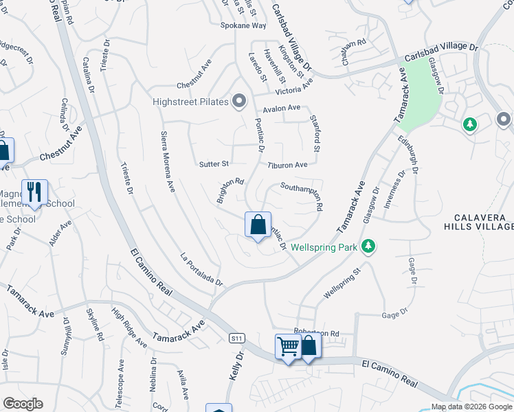 map of restaurants, bars, coffee shops, grocery stores, and more near 4459 Dorchester Place in Carlsbad