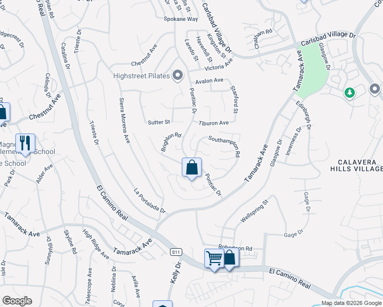 map of restaurants, bars, coffee shops, grocery stores, and more near 4459 Dorchester Place in Carlsbad