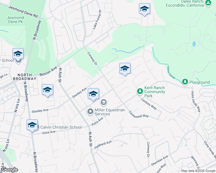 map of restaurants, bars, coffee shops, grocery stores, and more near 2024 Simpatico Place in Escondido