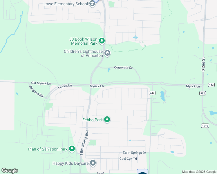 map of restaurants, bars, coffee shops, grocery stores, and more near 608 Gunsmoke Trail in Princeton
