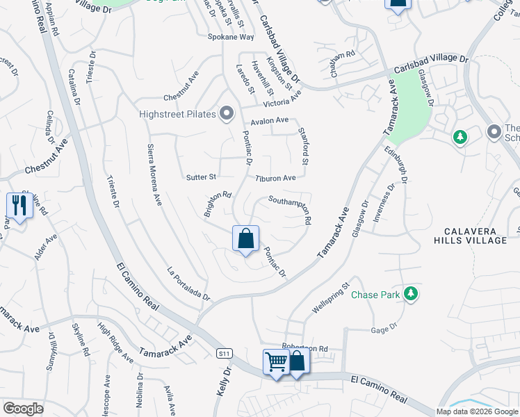map of restaurants, bars, coffee shops, grocery stores, and more near 4507 Carnaby Court in Carlsbad