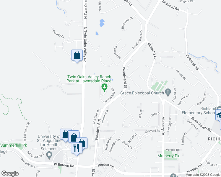 map of restaurants, bars, coffee shops, grocery stores, and more near 619 Chesterfield Circle in San Marcos