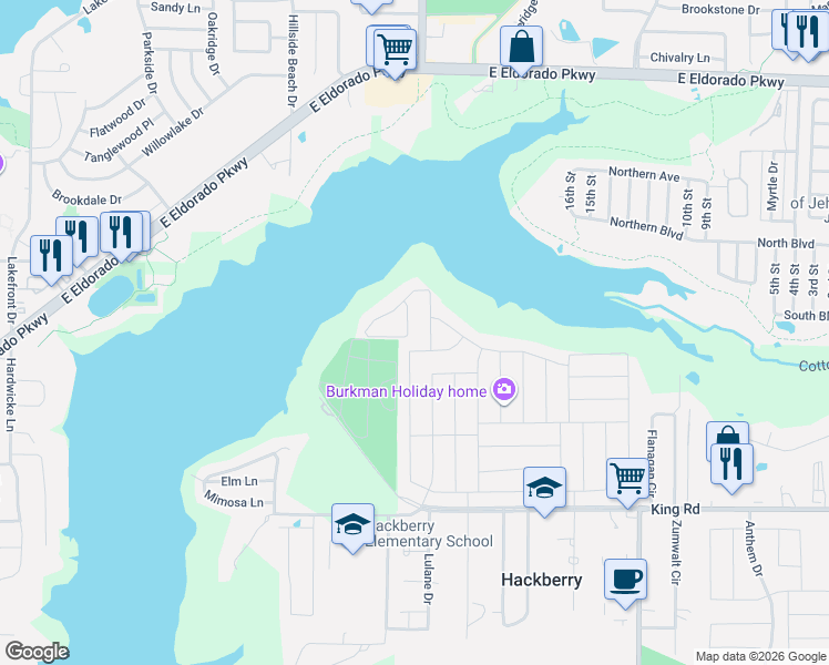 map of restaurants, bars, coffee shops, grocery stores, and more near 3508 Trowbridge Street in Frisco