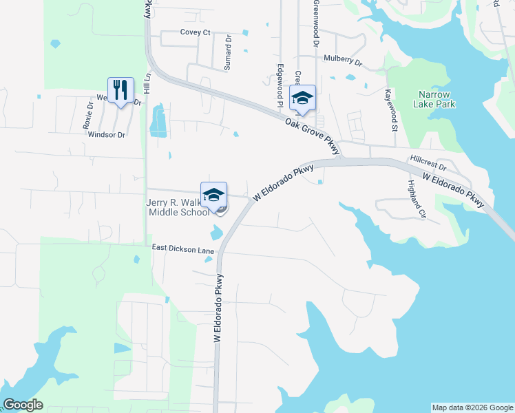 map of restaurants, bars, coffee shops, grocery stores, and more near 220 Garza Lane in Little Elm
