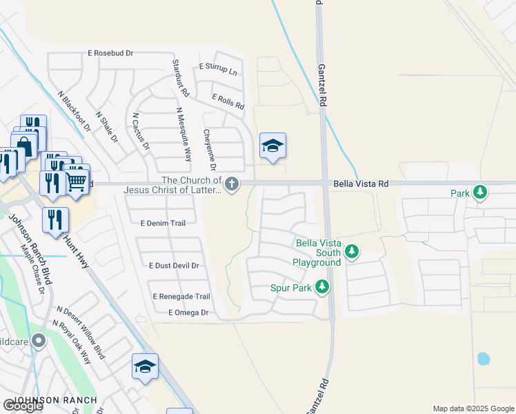 map of restaurants, bars, coffee shops, grocery stores, and more near 30994 North Desert Honeysuckle Drive in San Tan Valley
