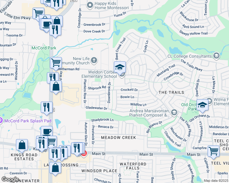 map of restaurants, bars, coffee shops, grocery stores, and more near 10887 Silver Dollar Dr in Frisco