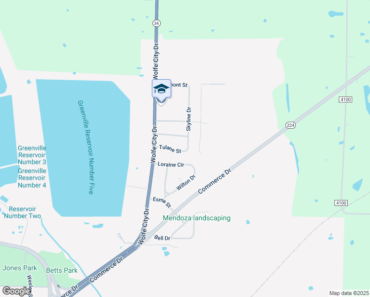 map of restaurants, bars, coffee shops, grocery stores, and more near 1406 Tulane Street in Greenville