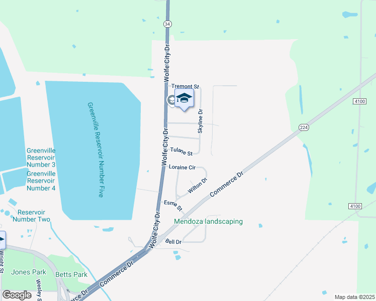 map of restaurants, bars, coffee shops, grocery stores, and more near 1406 Tulane Street in Greenville