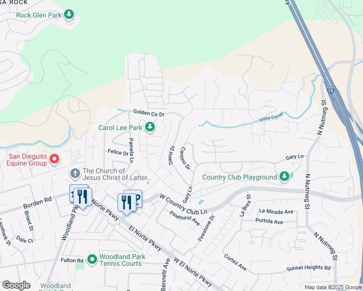 map of restaurants, bars, coffee shops, grocery stores, and more near 2065 Camino Drive in Escondido