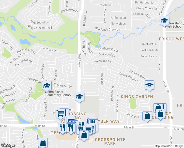 map of restaurants, bars, coffee shops, grocery stores, and more near 3228 Persimmon Lane in Frisco