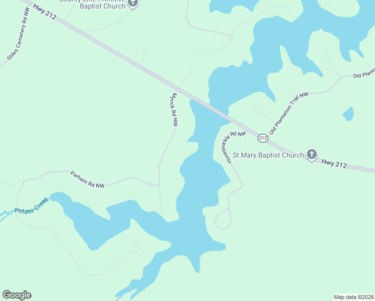map of restaurants, bars, coffee shops, grocery stores, and more near 124 Myrick Road Northwest in Milledgeville