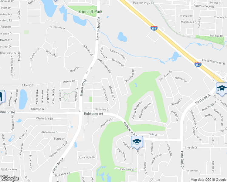 map of restaurants, bars, coffee shops, grocery stores, and more near 1200 Wentwood Drive in Denton