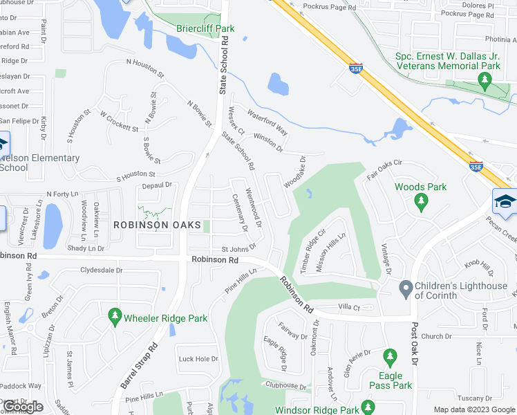 map of restaurants, bars, coffee shops, grocery stores, and more near 1200 Wentwood Drive in Corinth