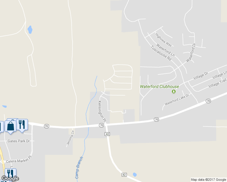 map of restaurants, bars, coffee shops, grocery stores, and more near 1228 Kensington Boulevard in Calera