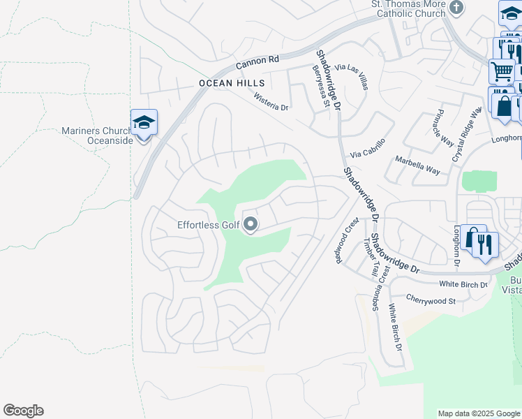 map of restaurants, bars, coffee shops, grocery stores, and more near 4904 Keos Way in Oceanside