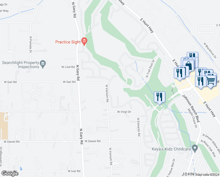 map of restaurants, bars, coffee shops, grocery stores, and more near 31015 North Orange Blossom Circle in San Tan Valley