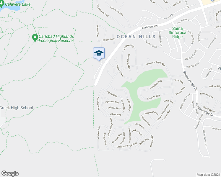 map of restaurants, bars, coffee shops, grocery stores, and more near 4705 Galicia Way in Oceanside