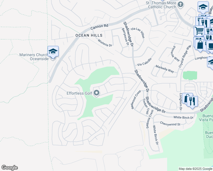 map of restaurants, bars, coffee shops, grocery stores, and more near 4908 Icaria Way in Oceanside