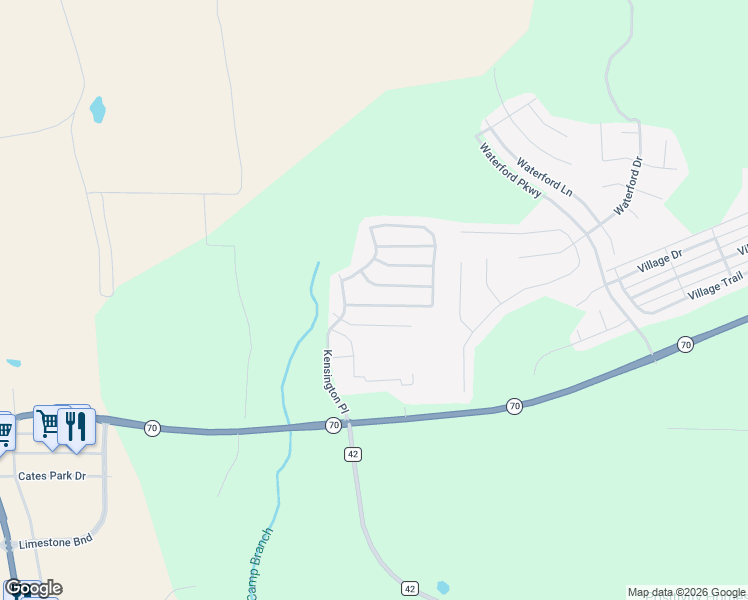 map of restaurants, bars, coffee shops, grocery stores, and more near 1229 Kensington Boulevard in Calera