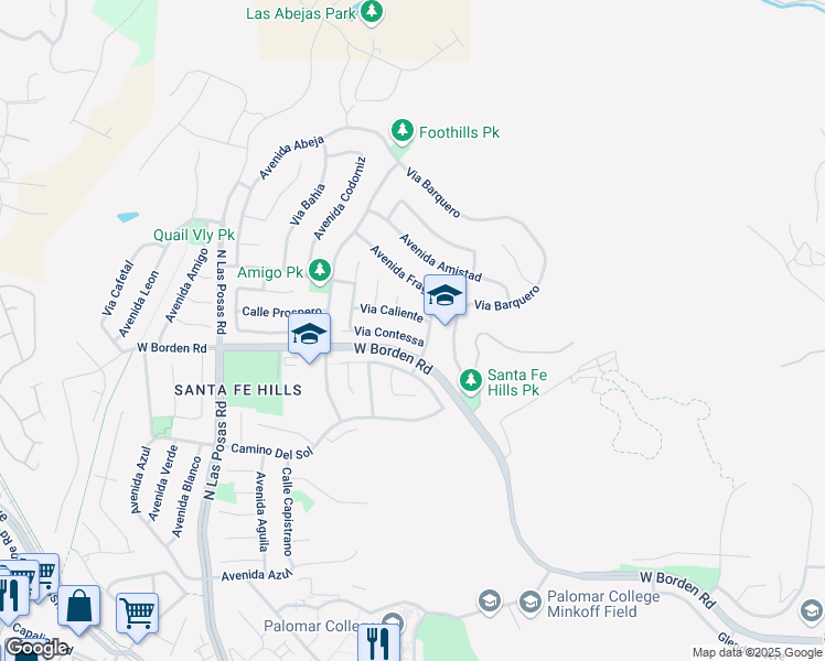 map of restaurants, bars, coffee shops, grocery stores, and more near 1248 Via Contessa in San Marcos