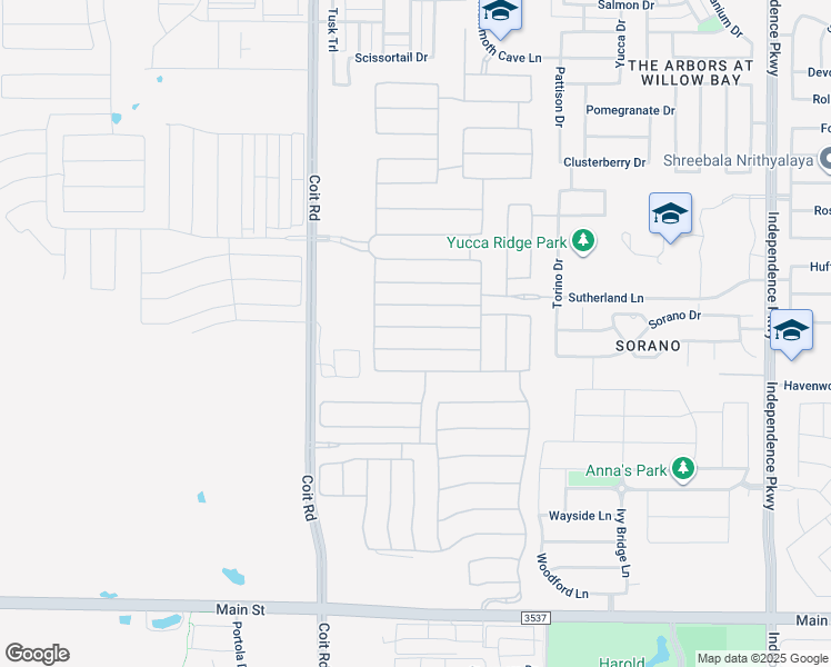 map of restaurants, bars, coffee shops, grocery stores, and more near 13196 Bold Venture Avenue in Frisco