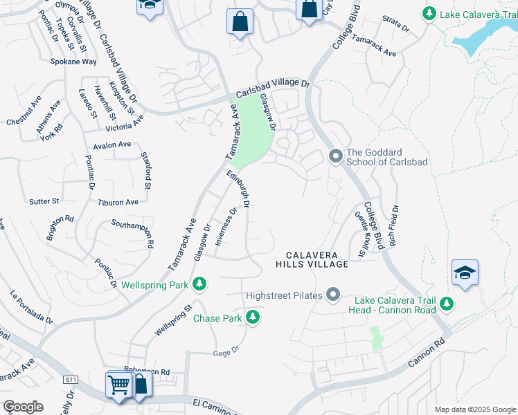 map of restaurants, bars, coffee shops, grocery stores, and more near 4742 Inverness Court in Carlsbad