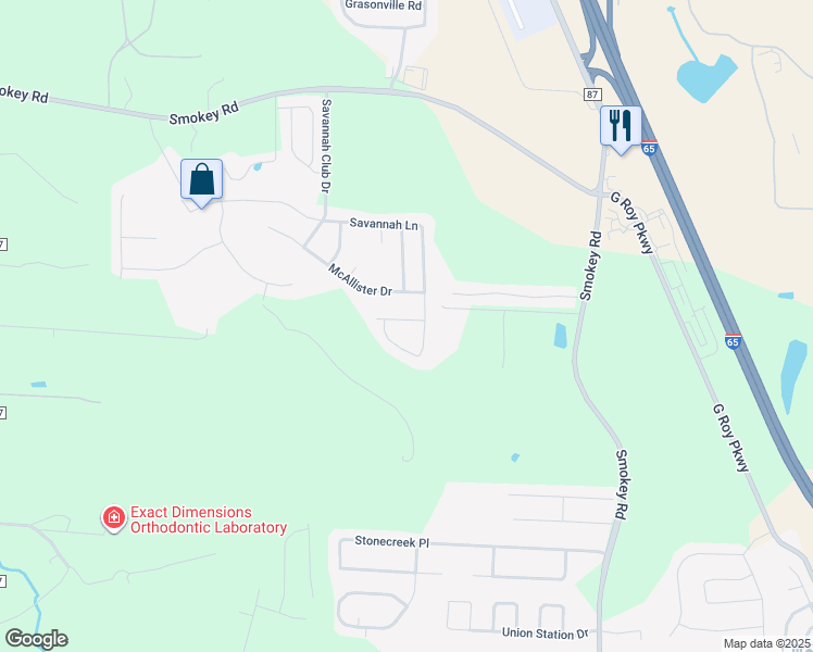 map of restaurants, bars, coffee shops, grocery stores, and more near 1210 Savannah Lane in Calera