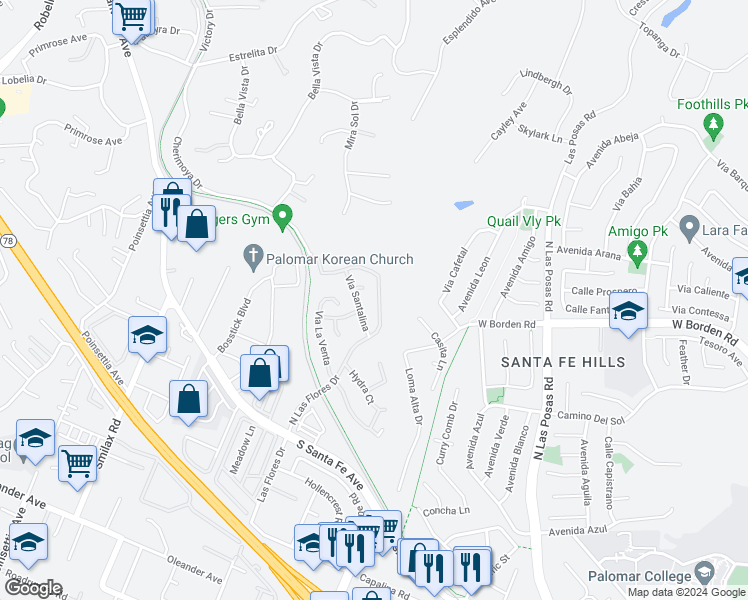 map of restaurants, bars, coffee shops, grocery stores, and more near 1748 Avenida Regina in San Marcos