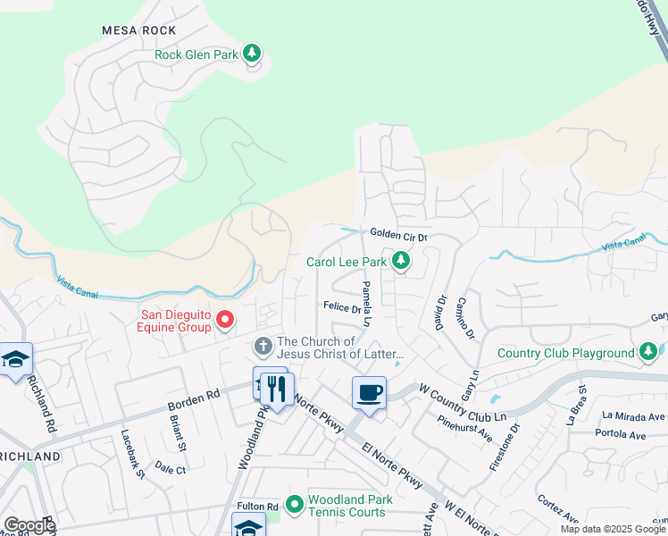 map of restaurants, bars, coffee shops, grocery stores, and more near 2013 Billy Glen in Escondido