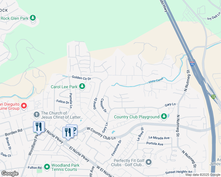 map of restaurants, bars, coffee shops, grocery stores, and more near 2130 Camino Drive in Escondido