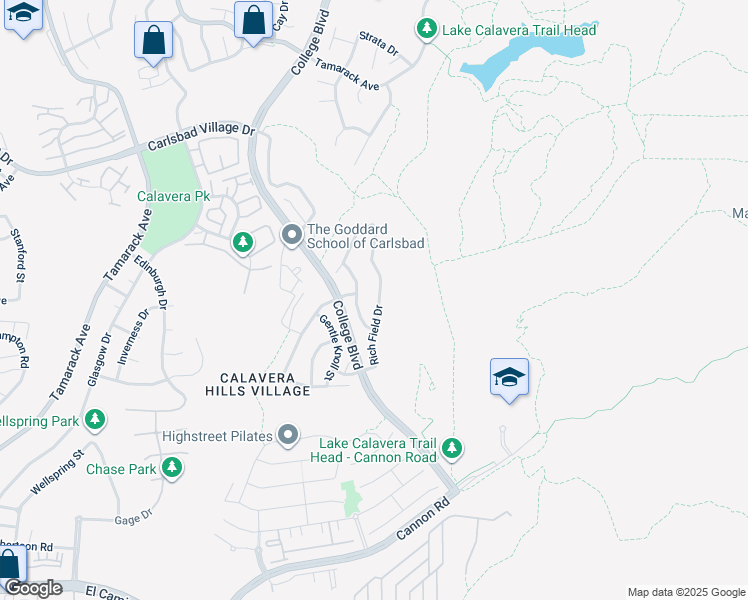 map of restaurants, bars, coffee shops, grocery stores, and more near 3461 Rich Field Drive in Carlsbad