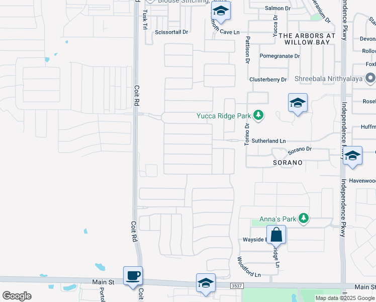 map of restaurants, bars, coffee shops, grocery stores, and more near 13196 Bold Venture Avenue in Frisco