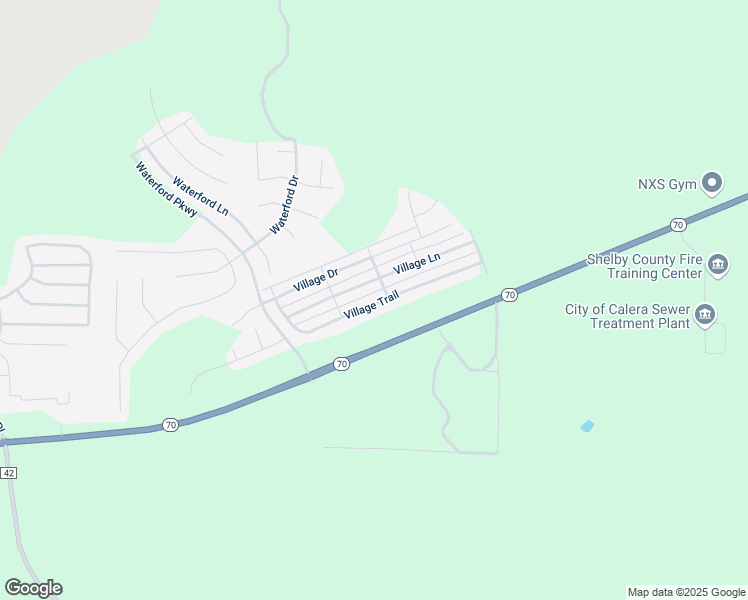 map of restaurants, bars, coffee shops, grocery stores, and more near 1153 Village Trail in Calera