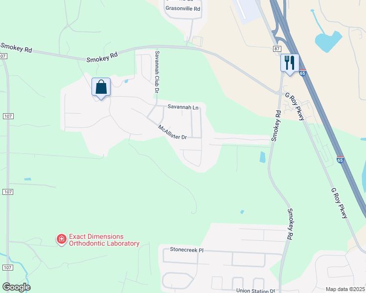 map of restaurants, bars, coffee shops, grocery stores, and more near 1181 Savannah Lane in Calera