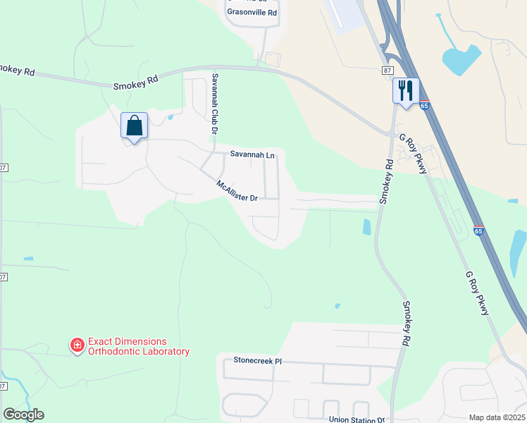 map of restaurants, bars, coffee shops, grocery stores, and more near 1201 Savannah Lane in Calera