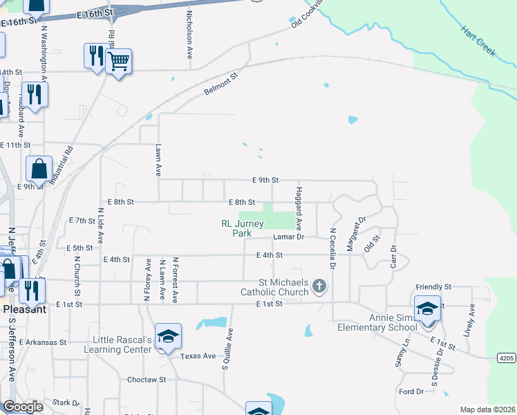 map of restaurants, bars, coffee shops, grocery stores, and more near 1210 East 8th Street in Mount Pleasant